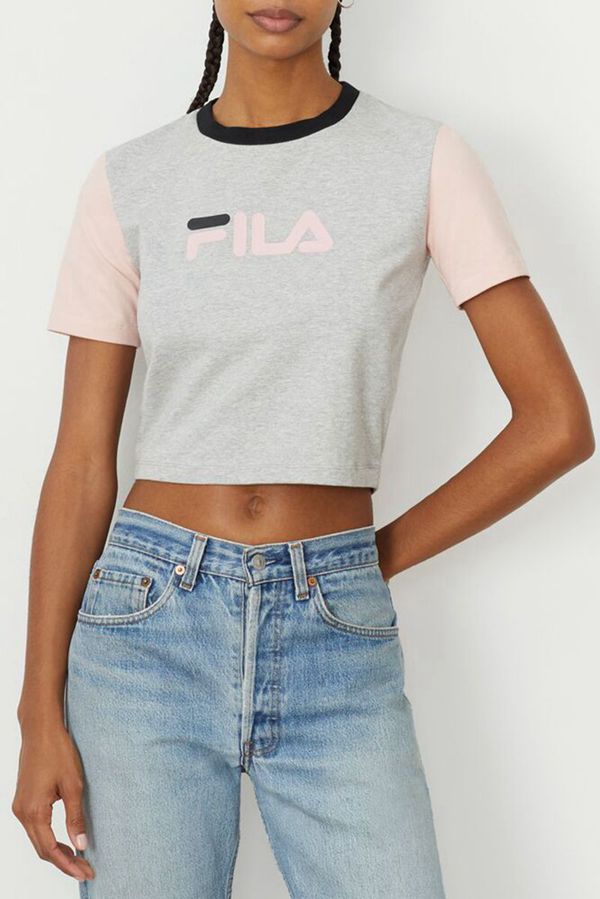 Fila Anna Crop Women's Tee - Grey,NZ 501-83714